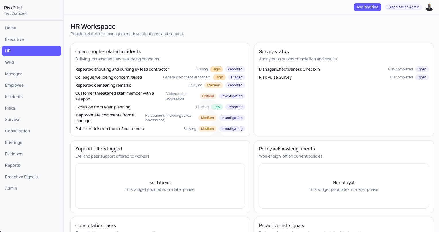 Executive & HR workspaces